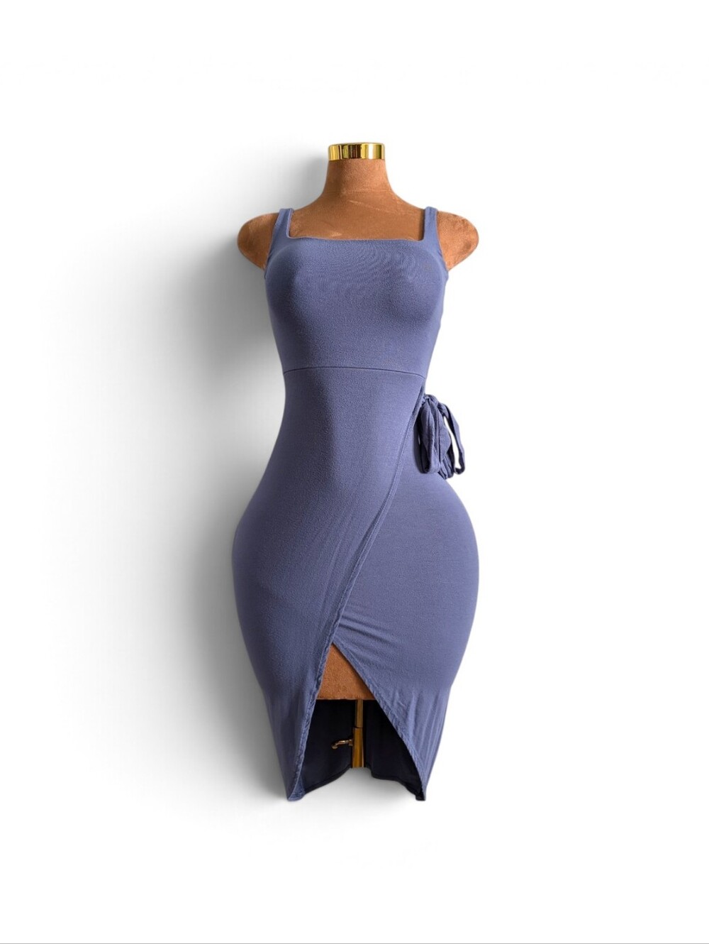 See You Monday Periwinkle Blue Wrap Tie Midi Dress